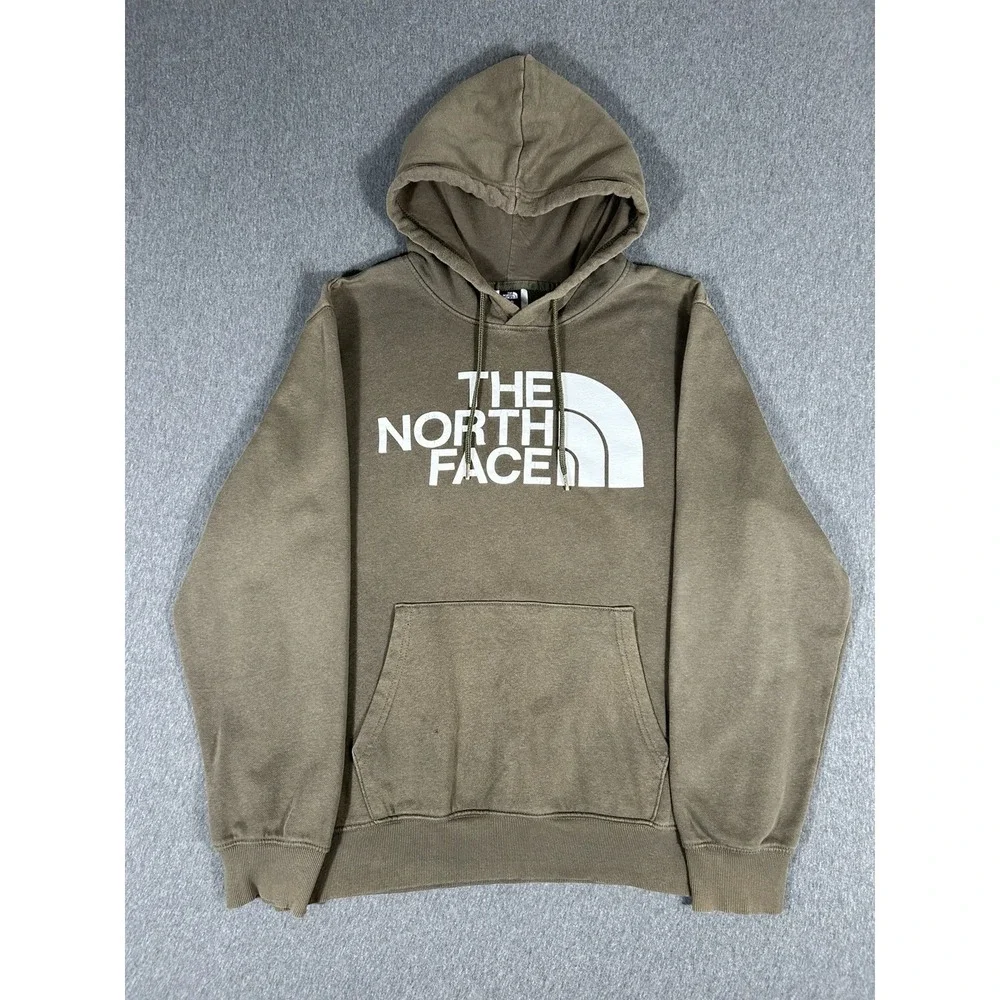 The North Face Half Dome Hoodie Men's Olive Green Logo Pullover Sweatshirt M